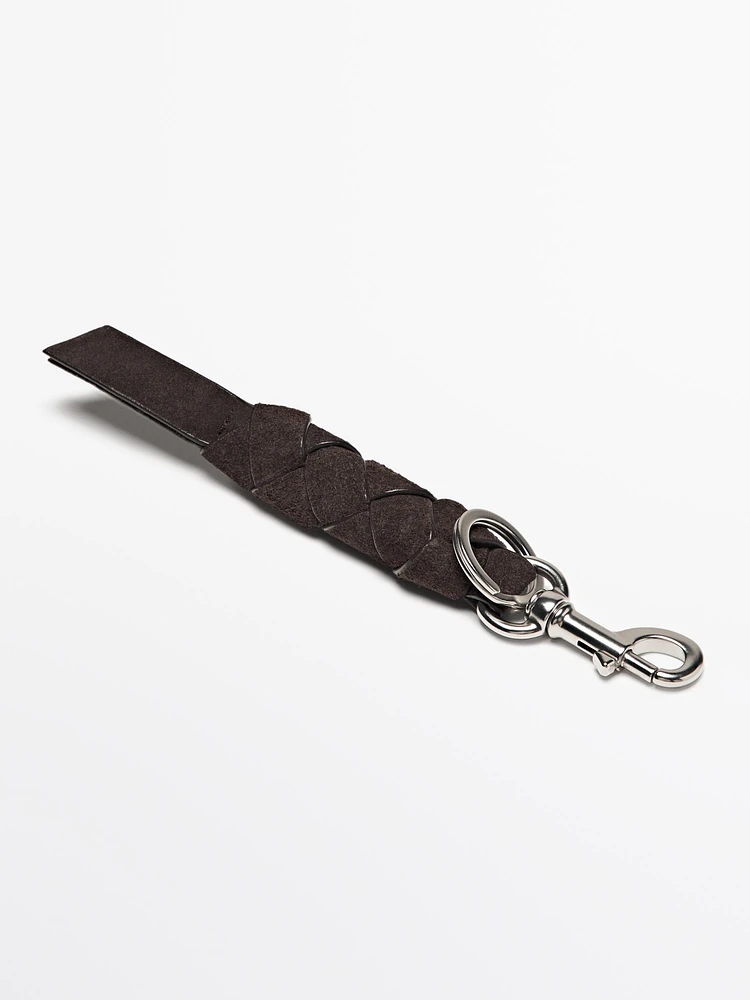 Braided split suede leather keyring