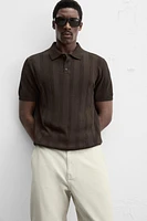 RIBBED KNIT POLO SHIRT