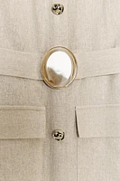LINEN BUCKLE MIDI DRESS