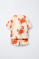 ENSEMBLE DE JOGGING T-SHIRT ET BERMUDA CRABES