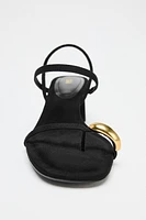 METALLIC DETAIL HEELED SANDALS