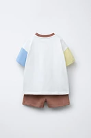 ENSEMBLE JOGGING T-SHIRT ET BERMUDA COLOR BLOCK