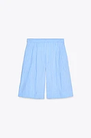 ZW COLLECTION STRIPED PLEATED BERMUDA SHORTS