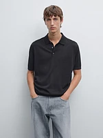 Polo en maille de laine mélangée à manches courtes