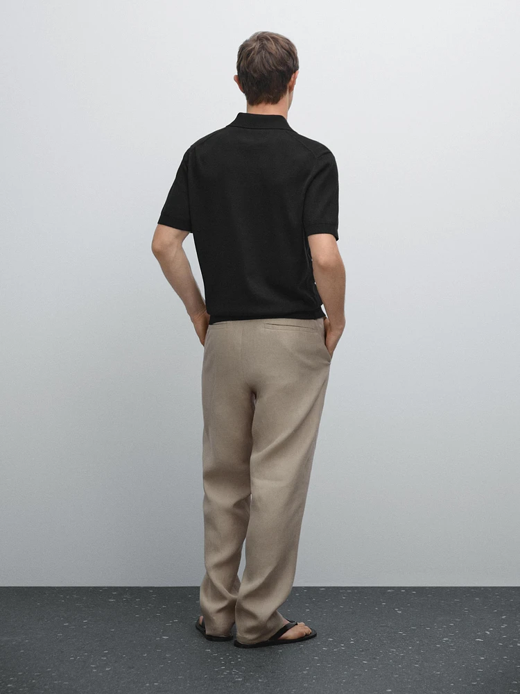 Cotton knit quarter-zip polo shirt