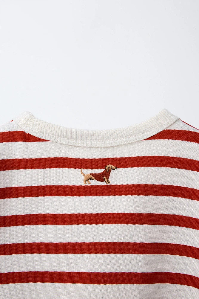 T-SHIRT BRODÉ À RAYURES