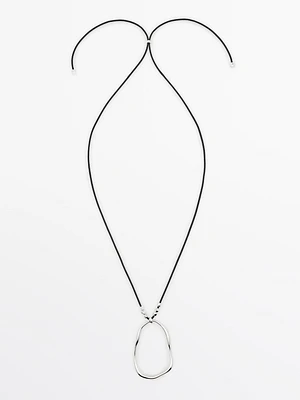 Leather cord necklace with asymmetric piece