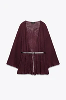 GILET EN MAILLE CÔTELÉE CEINTURE