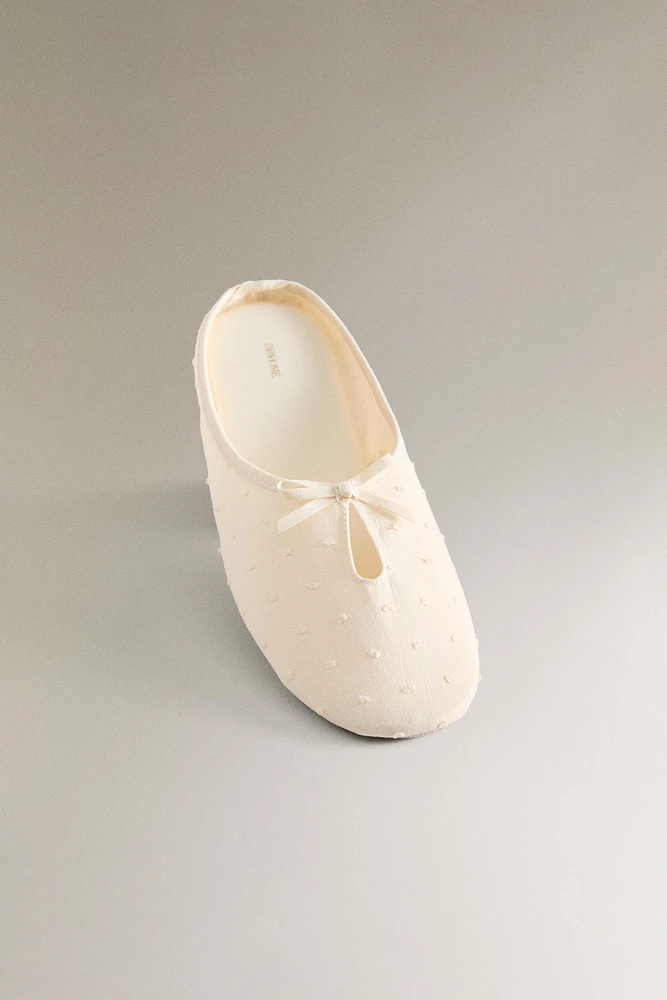 CHAUSSONS NŒUD SEMELLE CUIR