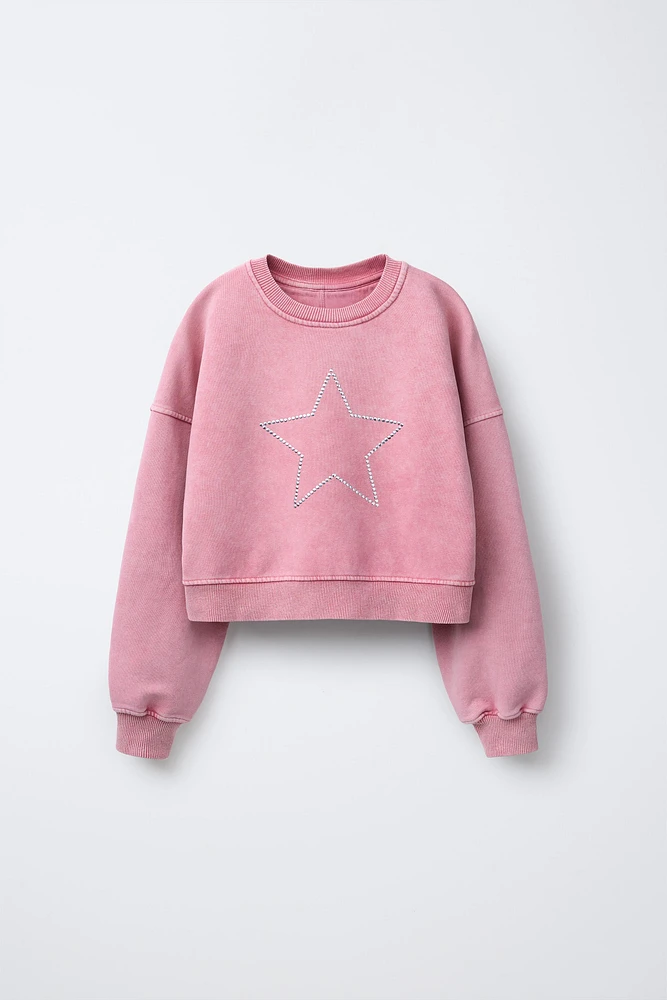 WASHED EFFECT STAR SWEATSHIRT