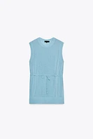 BELTED KNIT LONG TOP