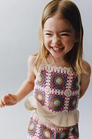 RUFFLED CROCHET KNIT TOP