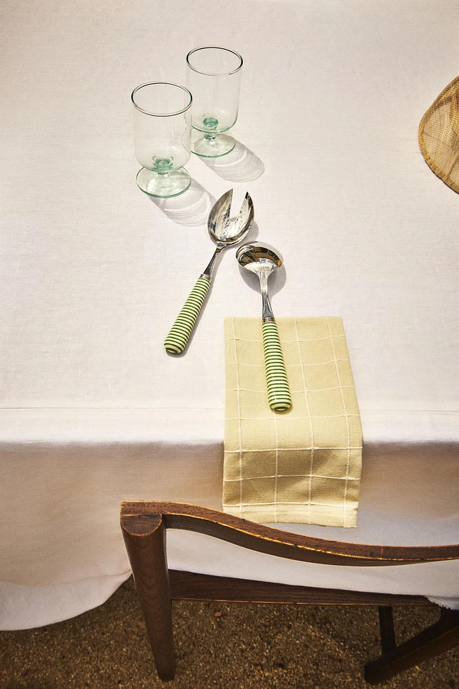 SALAD FLATWARE SET WITH STRIPED HANDLE (SET OF 2)