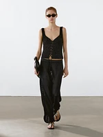 Jupe midi en maille ajourée