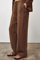 PANTALON RAYÉ 100 % LIN ZW COLLECTION