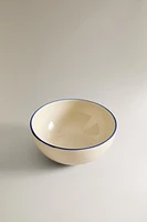STONEWARE BOWL WITH RIM DETAIL