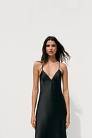 SATIN MIDI DRESS WITH CRISS-CROSS STRAPS