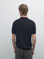 Cotton blend knit polo shirt
