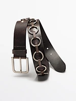 Nappa leather belt with ring details