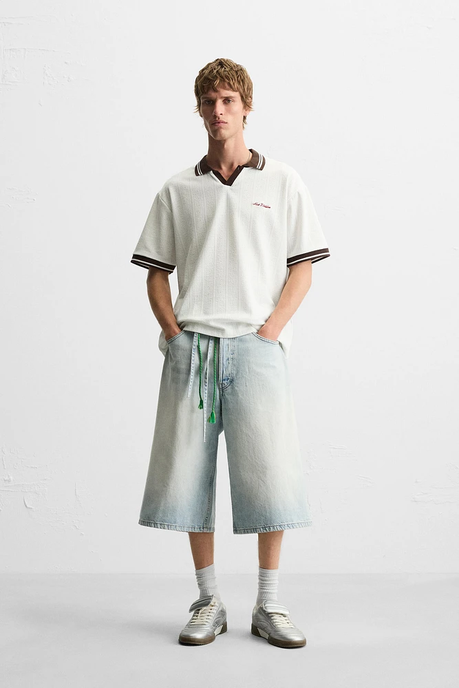 EMBROIDERED TEXT JACQUARD POLO SHIRT