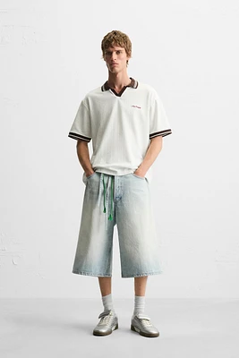 EMBROIDERED TEXT JACQUARD POLO SHIRT