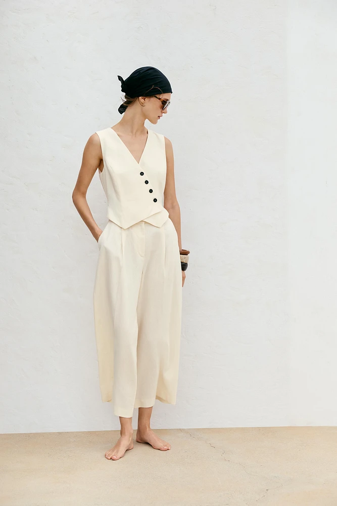 COMBINAISON LONGUE STYLE GILET AVEC LIN