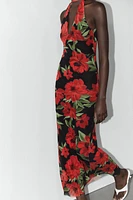 PRINTED TULLE SCARF DRESS