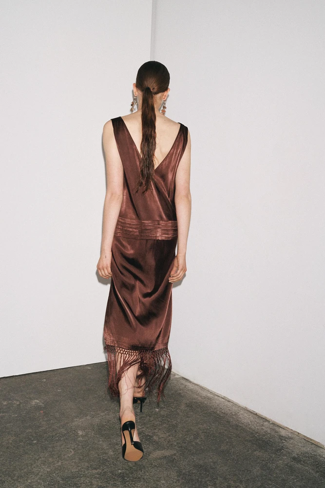 ZW COLLECTION EMBROIDERED FRINGE DRESS
