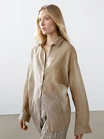 Flowing maltinto ramie blend shirt