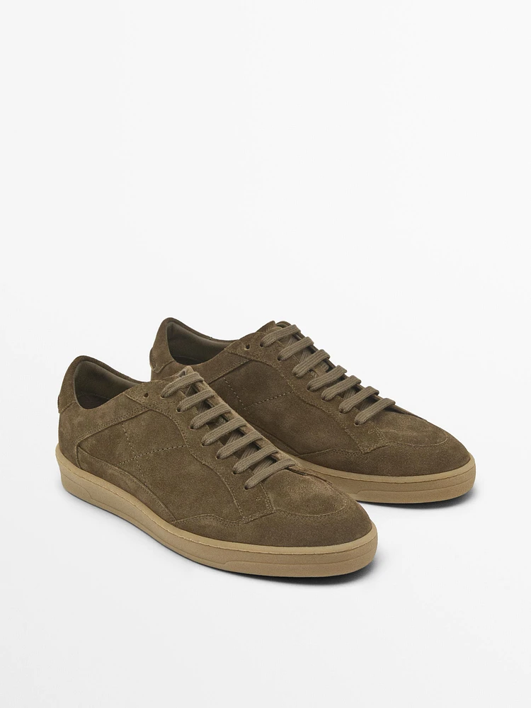 Split suede trainers