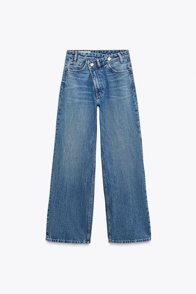 TRF HIGH-WAIST WIDE LEG CROSSOVER JEANS