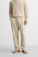 STRIPED TEXTURED WEAVE PANTS