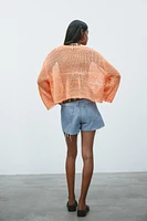 RIBBED KNIT SWEATER WITH RIBBONS