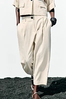 PANTALON À PINCES ET TAILLE ÉLASTIQUE