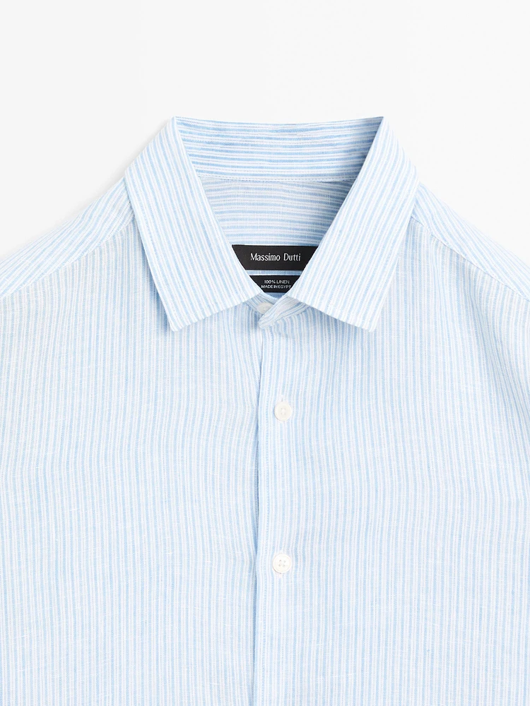 Chemise slim à rayures 100 % lin