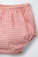 ROBE ET CULOTTE CARREAUX VICHY FLEURS BRODÉES