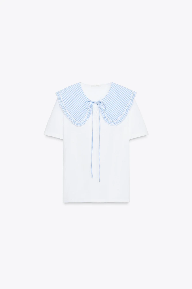 GINGHAM CHECK COMBINATION T-SHIRT