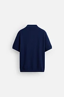 RIBBED KNIT POLO SHIRT
