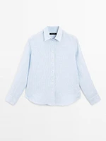 Pinstriped flowing linen shirt