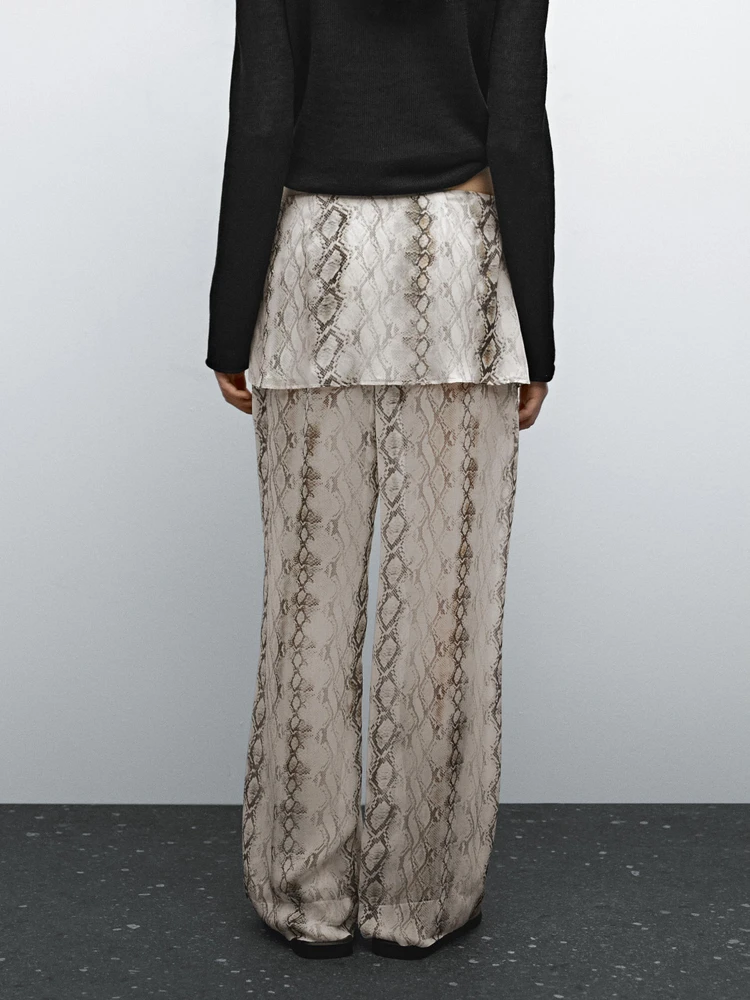 Lightweight flowing animal print trousers