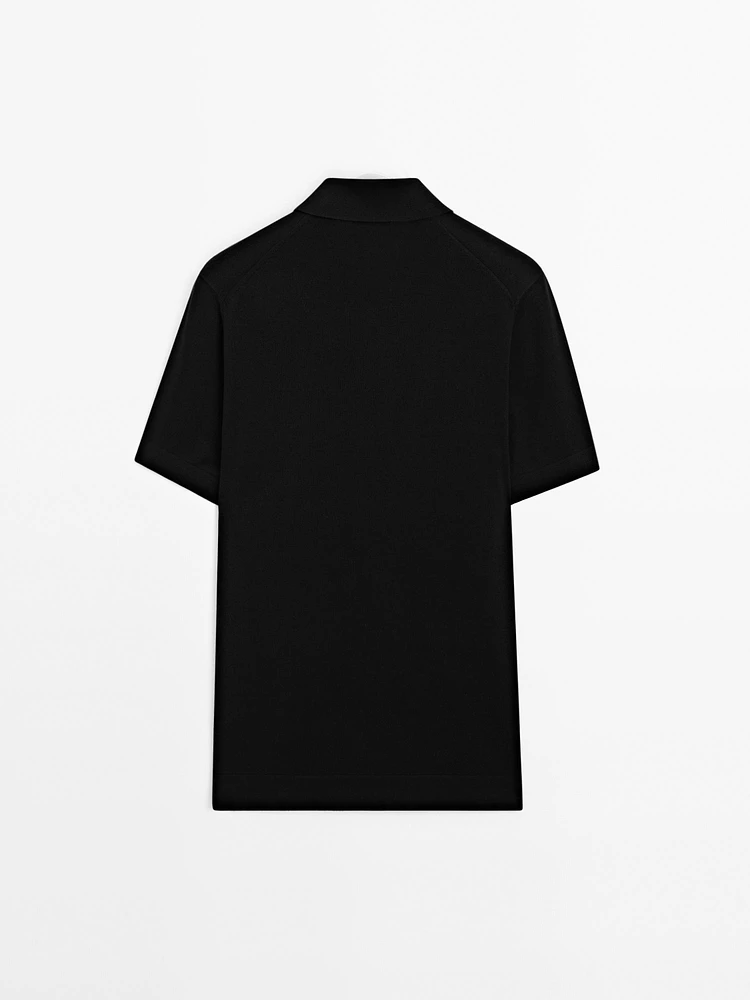 Cotton knit quarter-zip polo shirt