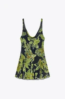 PRINTED TULLE SHORT DRESS