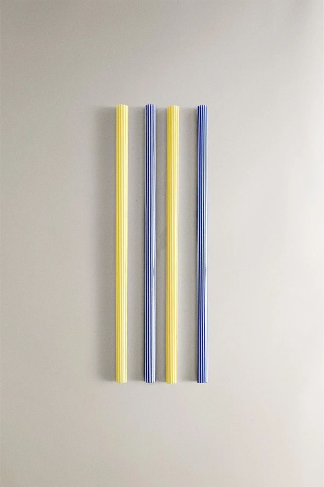 SET OF STRIPED BOROSILICATE GLASS STRAWS (SET OF 4)