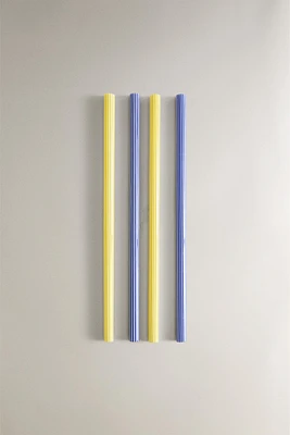 SET OF STRIPED BOROSILICATE GLASS STRAWS (SET OF 4)