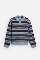 STRIPED BURSHED KNIT POLO