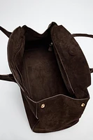 SPLIT LEATHER SHOULDER BAG