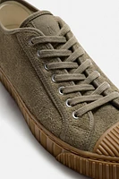 CONTRAST LEATHER SNEAKERS