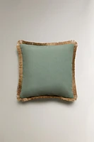 FRINGED JUTE THROW PILLOW COVER