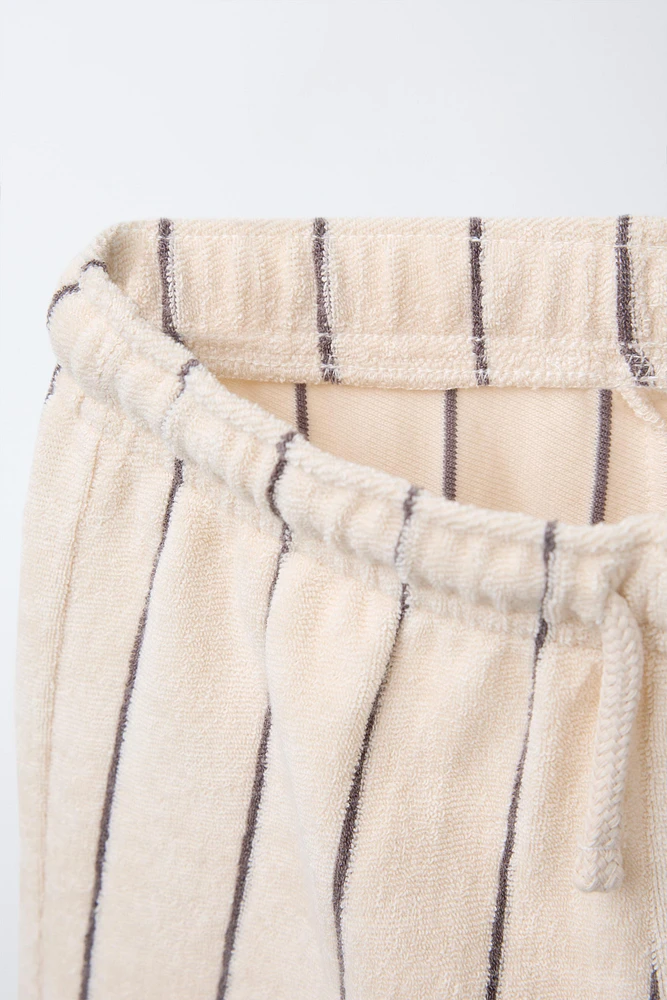 WOVEN STRIPE TERRY PANTS