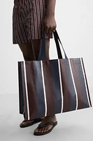 STRIPED SHOPPER BAG WITH POUCH